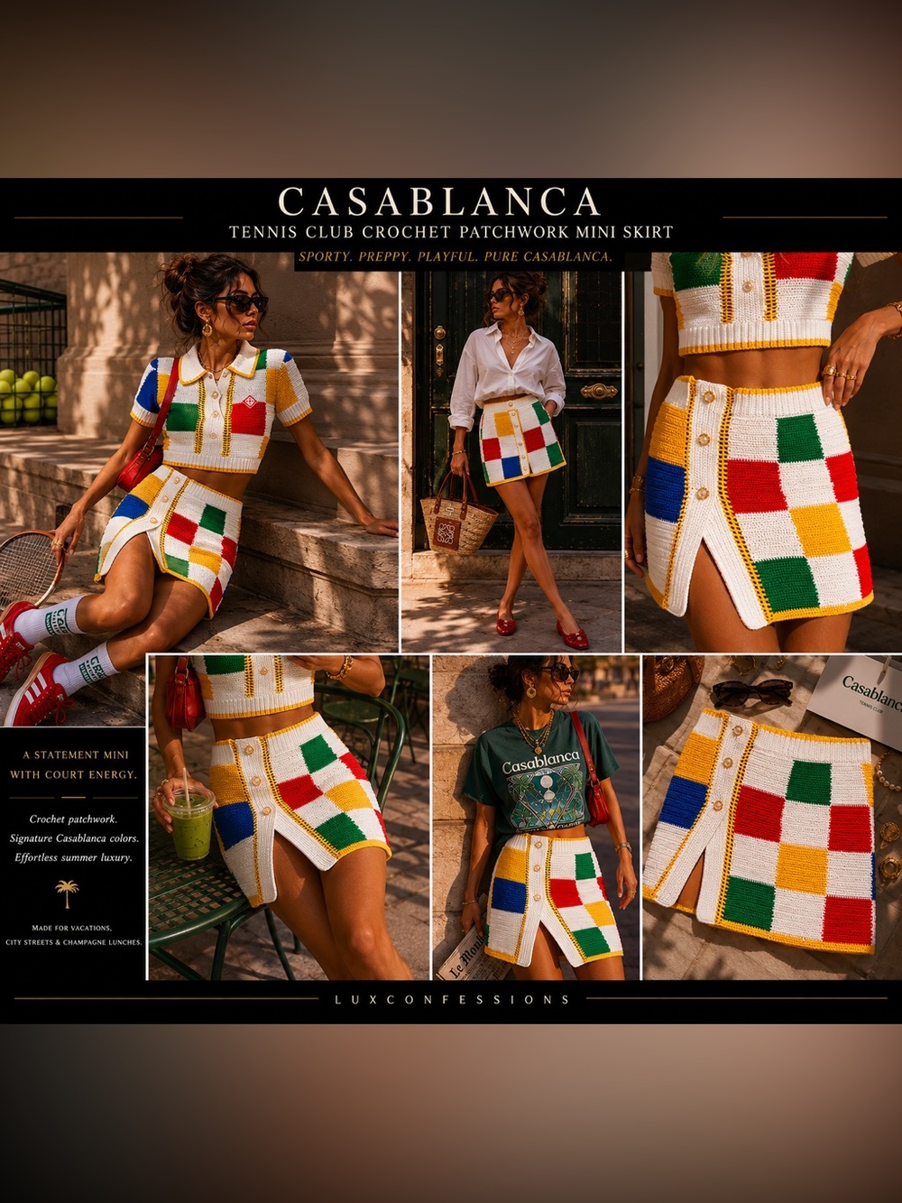 Casablanca Tennis Club Crochet Patchwork Mini Skirt | Sz Medium | New With Tags - Picture 13 of 13